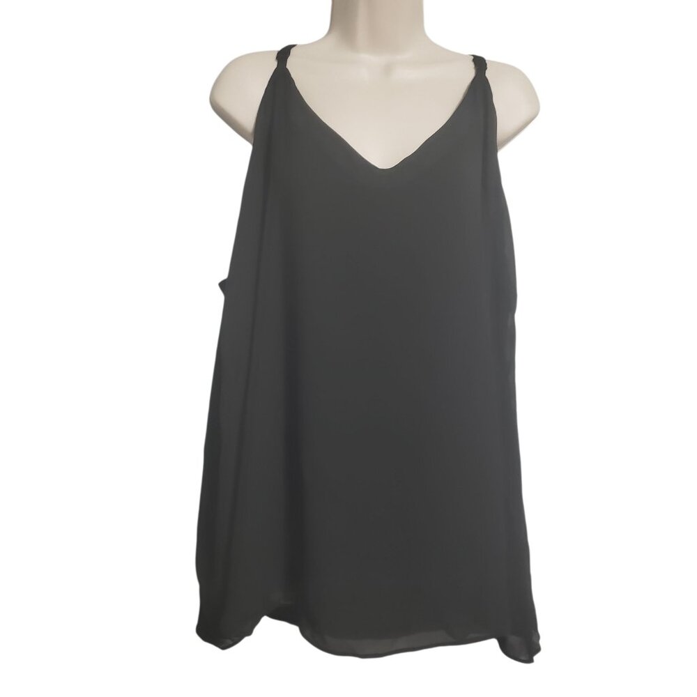 Torrid Sophie Sz 4 Black Chiffon Double Layer Swing Cami Tank Top Black Plus 4X